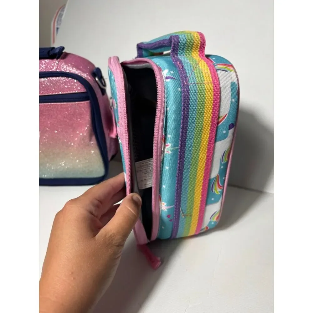 Pottery Barn Kids Lunchbox Embroidered "Avery" Personalized Unicorn Glitter - Picture 2 of 3